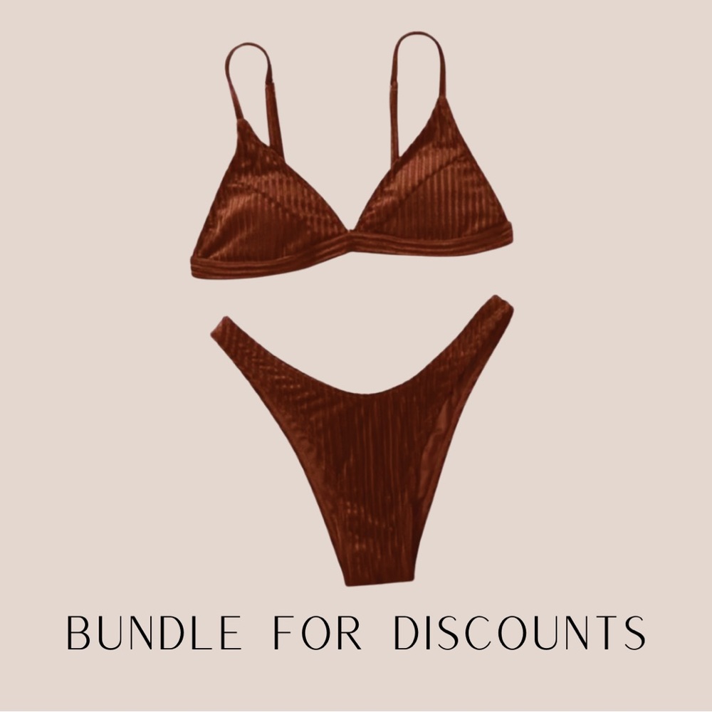 NWOT 🤎 👙 Coffee Brown Velvet Bikini Set Size‎ “Medium”
